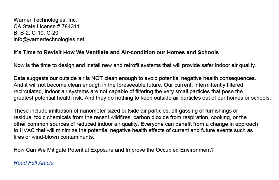 It’s Time to Revisit How We Ventilate and Air-condition our Homes and Schools